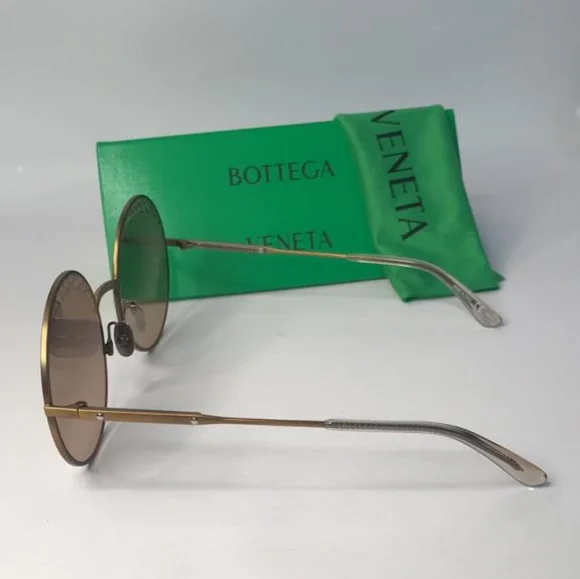 💯 - Authentic New BOTTEGA VENETASatinized metal over round sunglasses